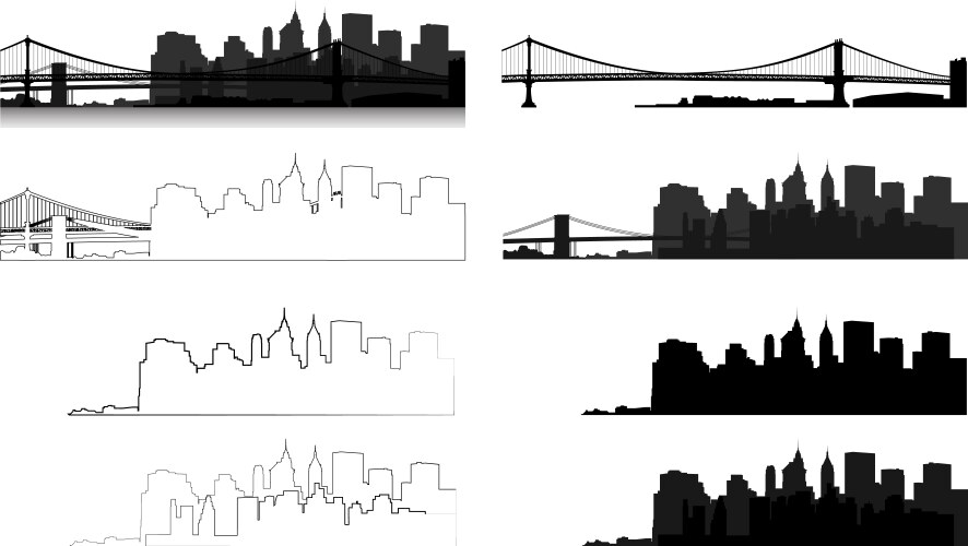Manhattan Bridge Skyline Silhouette Vector Image