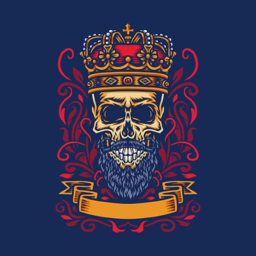 Vintage king skull in royal crown Royalty Free Vector Image