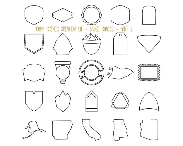 Set outline badge shapes part 2 vector image