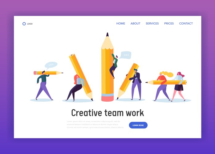 business creative copywriter teamwork landing page vector image