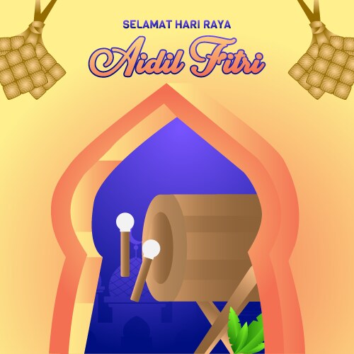 Square hari raya aidilfitri design vector image