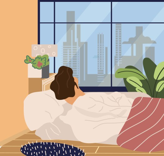 woman goes to bed or wakes up the girl wake vector image