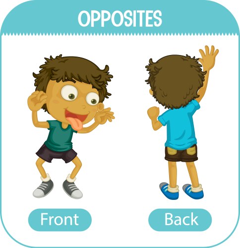 Opposite adjectives in and out Royalty Free Vector Image