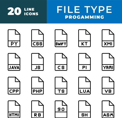 File type format icon set document files vector image