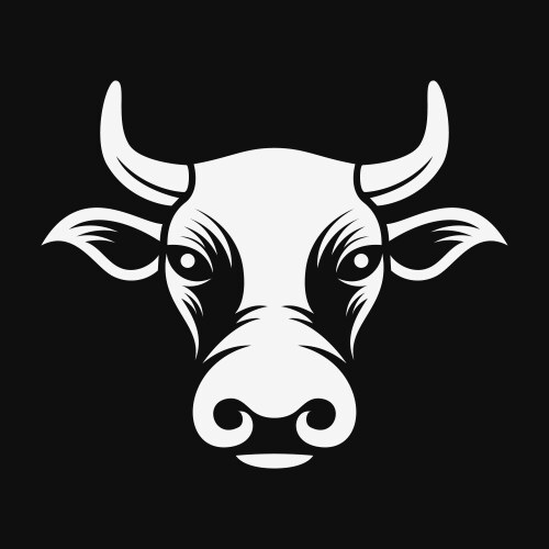 Cow head logo black and white emblem Vector Image