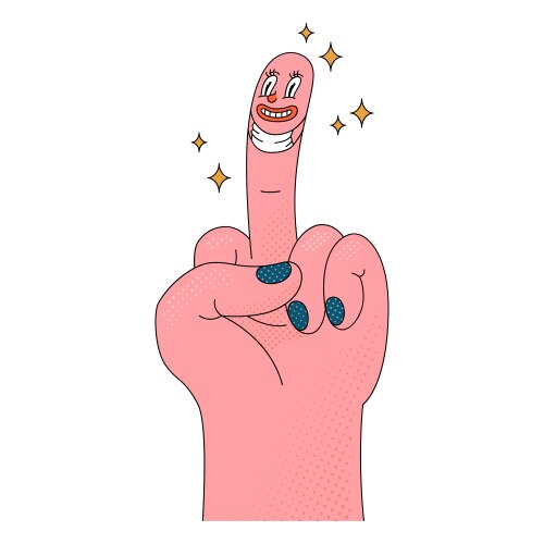 Sparkly happy middle finger high quality Vector Image