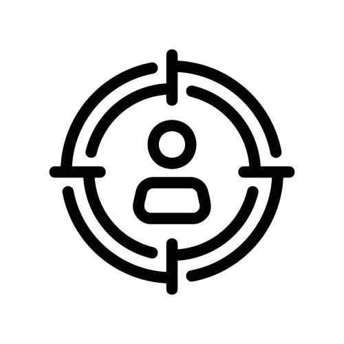 Outline user icon centered in target scope vector image