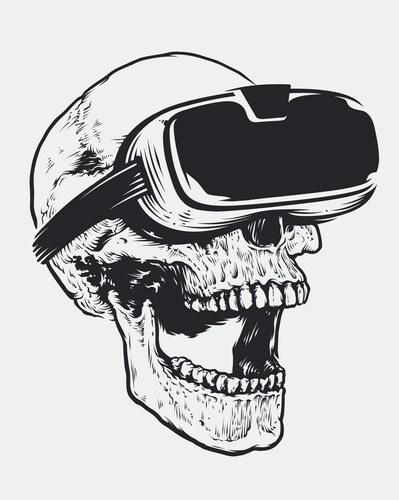 Skull in VR Goggles Vector Image