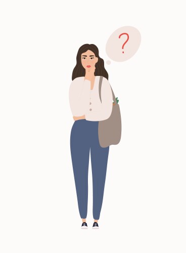 woman is thinking about something cartoon vector