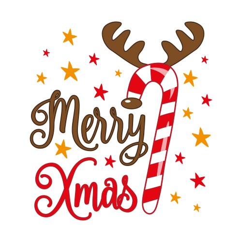 Merry xmas - handwritten greeting with candy cane Vector Image