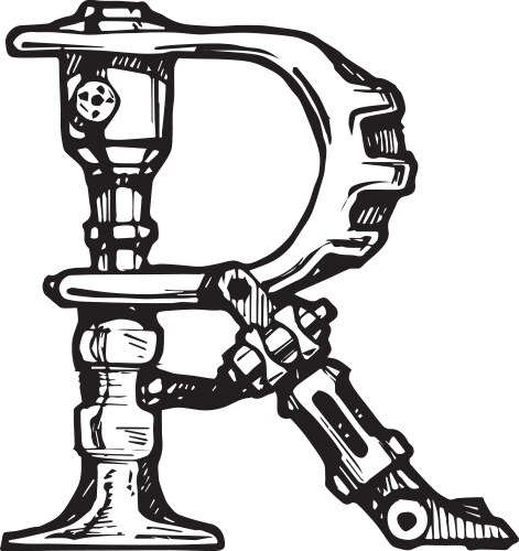 Technical typography letter r Royalty Free Vector Image