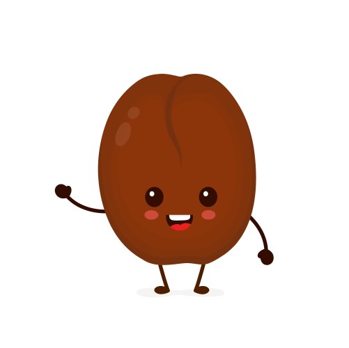 Happy cute smiling funny coffee bean vector image