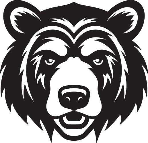 Monochrome Black Bear Head Vector Image