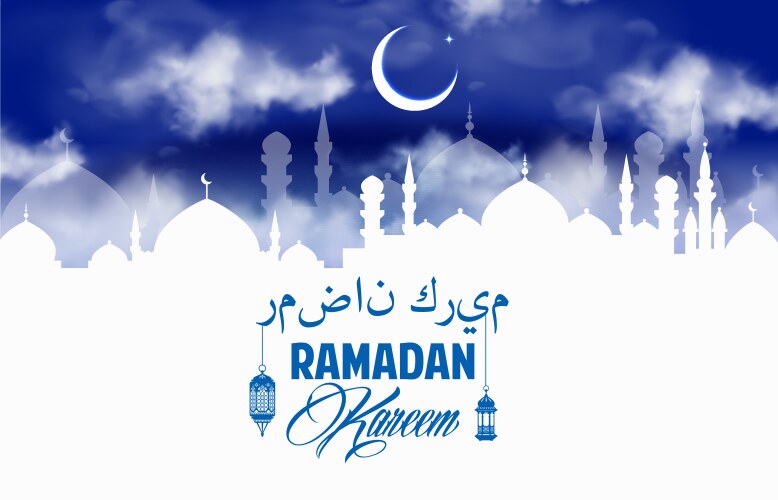 ramadan kareem eid mubarak greetings banner vector