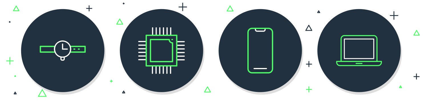 Set line processor with microcircuits cpu vector image
