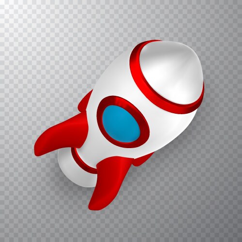 3d rocket spaceship render and draw by mesh vector image