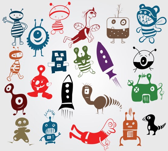 Doodle characters Royalty Free Vector Image - VectorStock