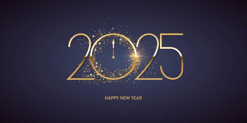2025 happy new year banner with falling confett Vector Image