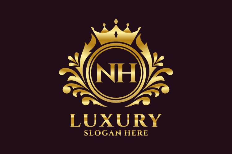 Initial nh letter royal luxury logo template Vector Image