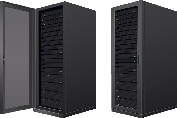 Black Server Stack Two black server racks realistic Royalty Free Vector Image