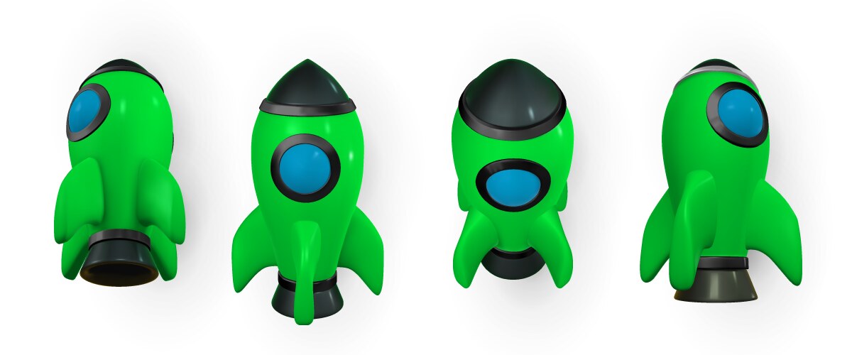 3d rocket spaceship render and draw by mesh vector image