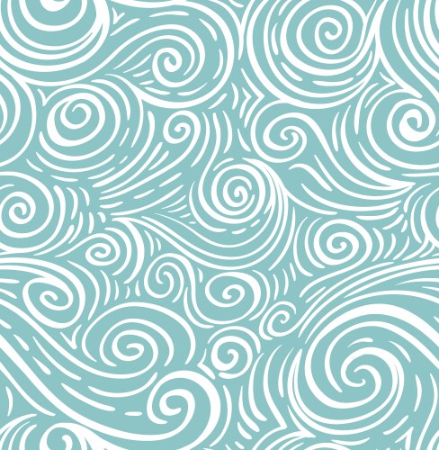 Sea wave seamless pattern isolated on white Vector Image