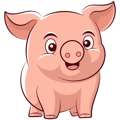 pig flat cartoon farm logo design vector