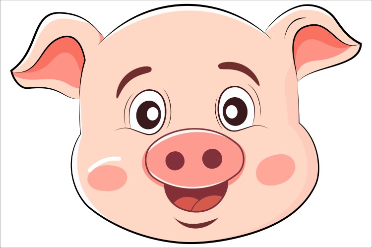 pig flat cartoon farm logo design vector