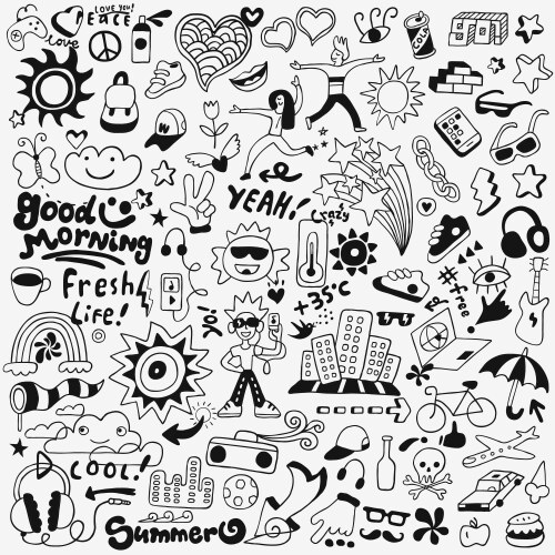 Cheerful Summer Doodle Vector Image