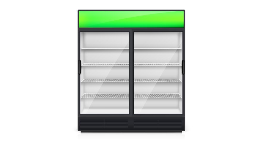 Empty vendor machine with green lightbox vector image