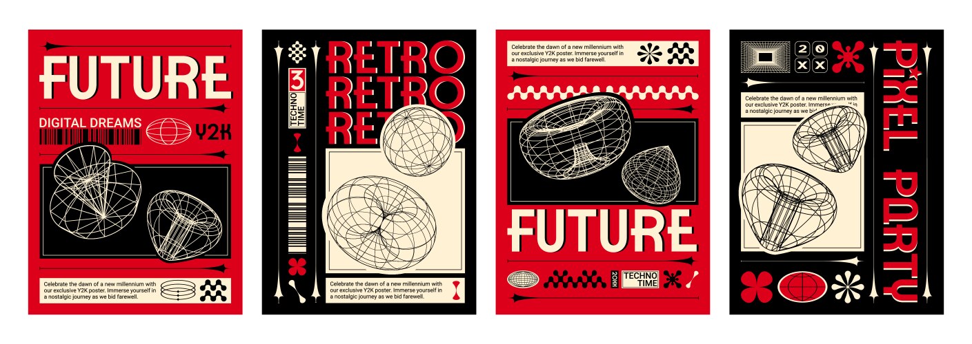 Poster design in y2k aesthetic Royalty Free Vector Image