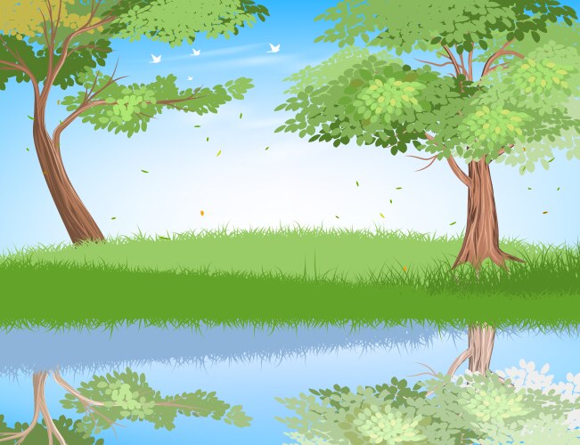 lake in nature scene vector image vector image