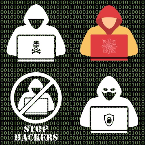 Hacker iconshacker with laptop hacking vektorbild