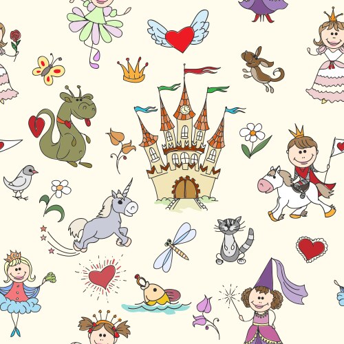 Childish seamless pattern with princess castle Vector Image
