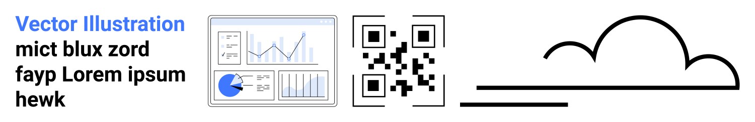 Digital dashboard with graphs qr code and cloud vector image