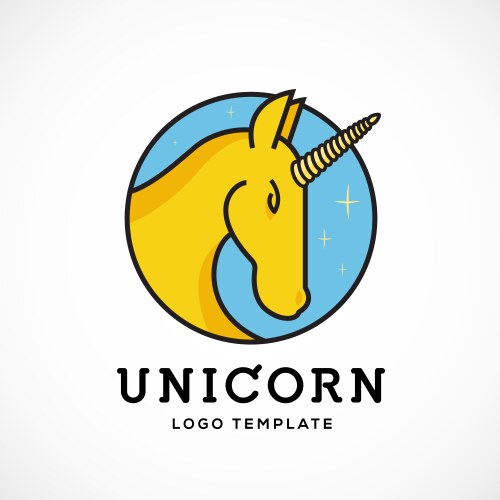 Unicorn abstract logo template line style vector image