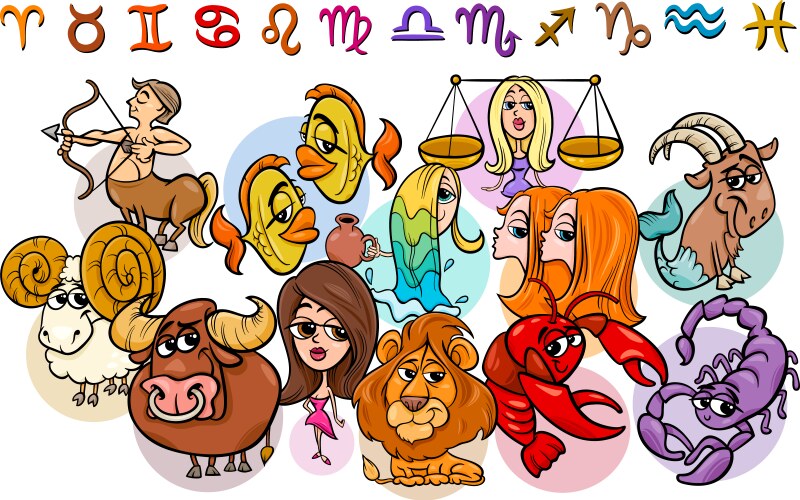 Zodiac Signs Cartoon Collection Vector Image