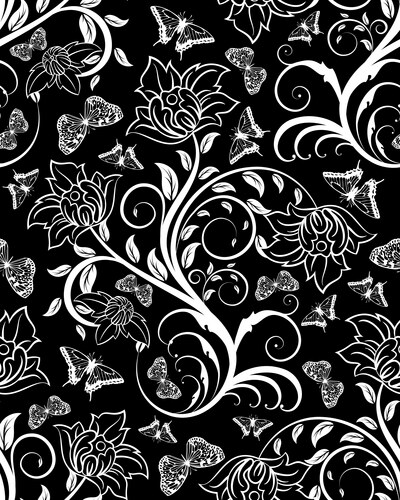 Seamless black and white background with roses Vector Image
