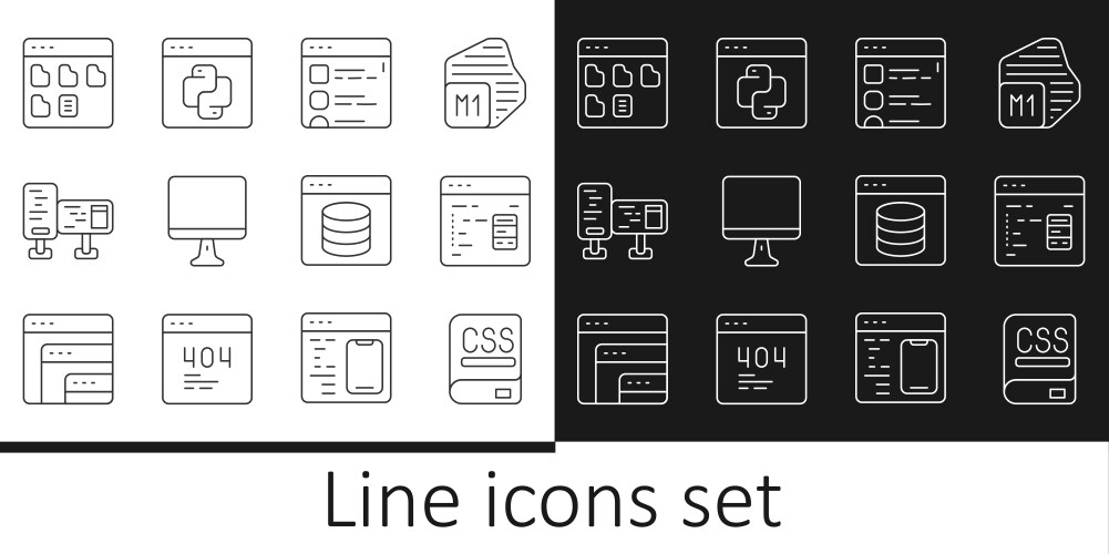 Set line books about programming software browser vector image