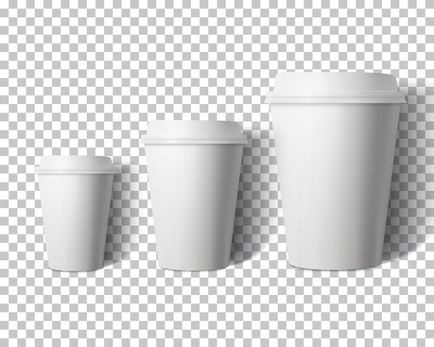 Coffee cup set isolated on transparent ps vector image