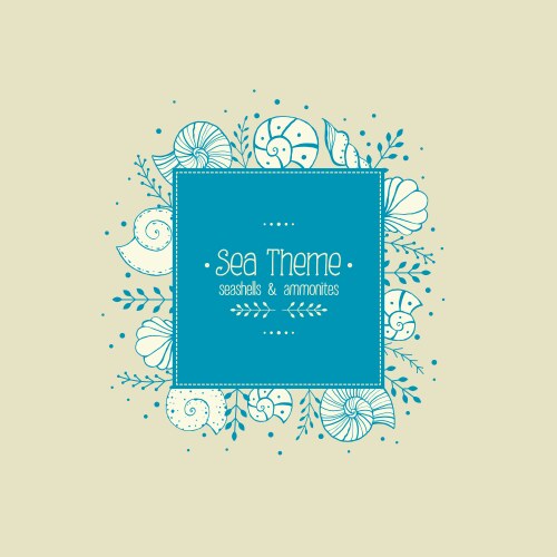 Seashell & Ammonite Frame - Sketch Style Vector Image