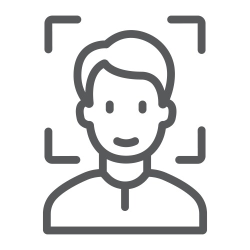 face id line icon recognition vector image