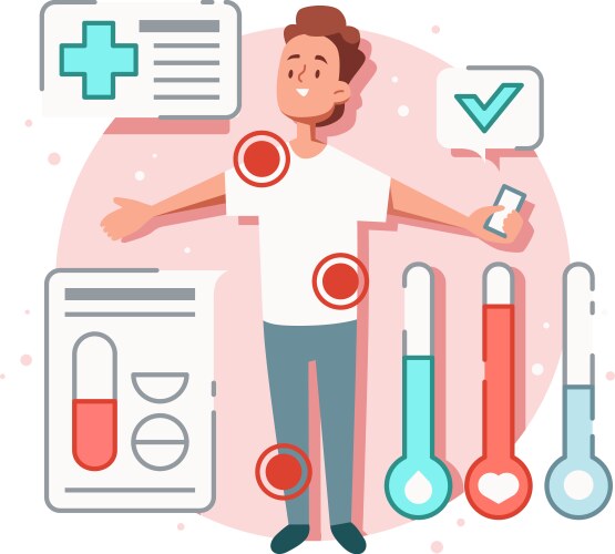 Patient health checkup composition vector image