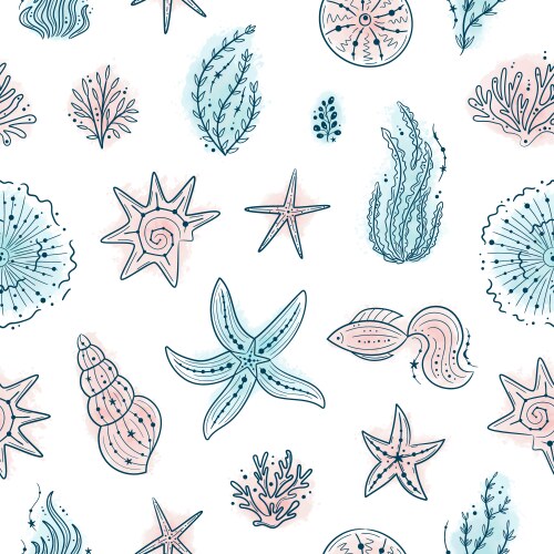 Seashell seamless pattern Royalty Free Vector Image