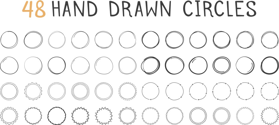Hand drawn ovals and circles set Royalty Free Vector Image