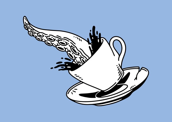 Tentacle Coffee Drawing Vector Image