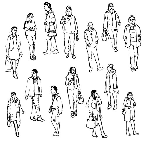 Line Drawing of People Vector Image
