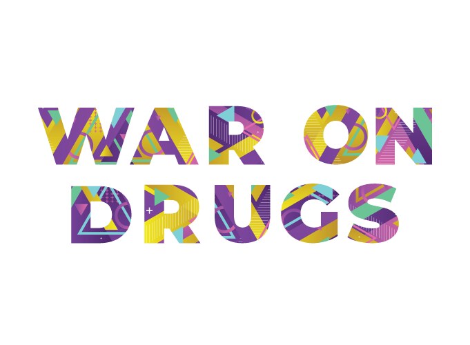 War on drugs concept retro colorful word art Vector Image