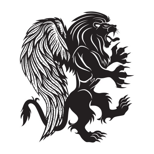 Black lion with wings Vector Image