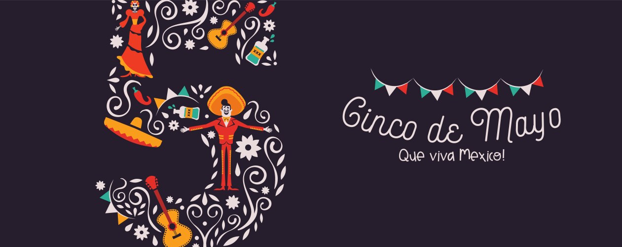 Cinco de mayo mexico holiday banner cartoon vector image